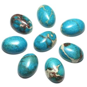 1pc - Cabochon Pierre Semi Précieuse - Jaspe Aqua Terra Sédimentaire Ovale 18x13mm Bleu Vert Turquoise - 8741140022515