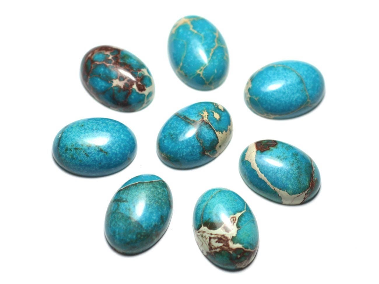 1pc - Cabochon Pierre Semi Précieuse - Jaspe Aqua Terra Sédimentaire Ovale 18x13mm Bleu Vert Turquoise - 8741140022515 1pc - Cabochon Pierre Semi Précieuse - Jaspe Aqua Terra Sédimentaire Ovale 18x13mm Bleu Vert Turquoise - 8741140022515