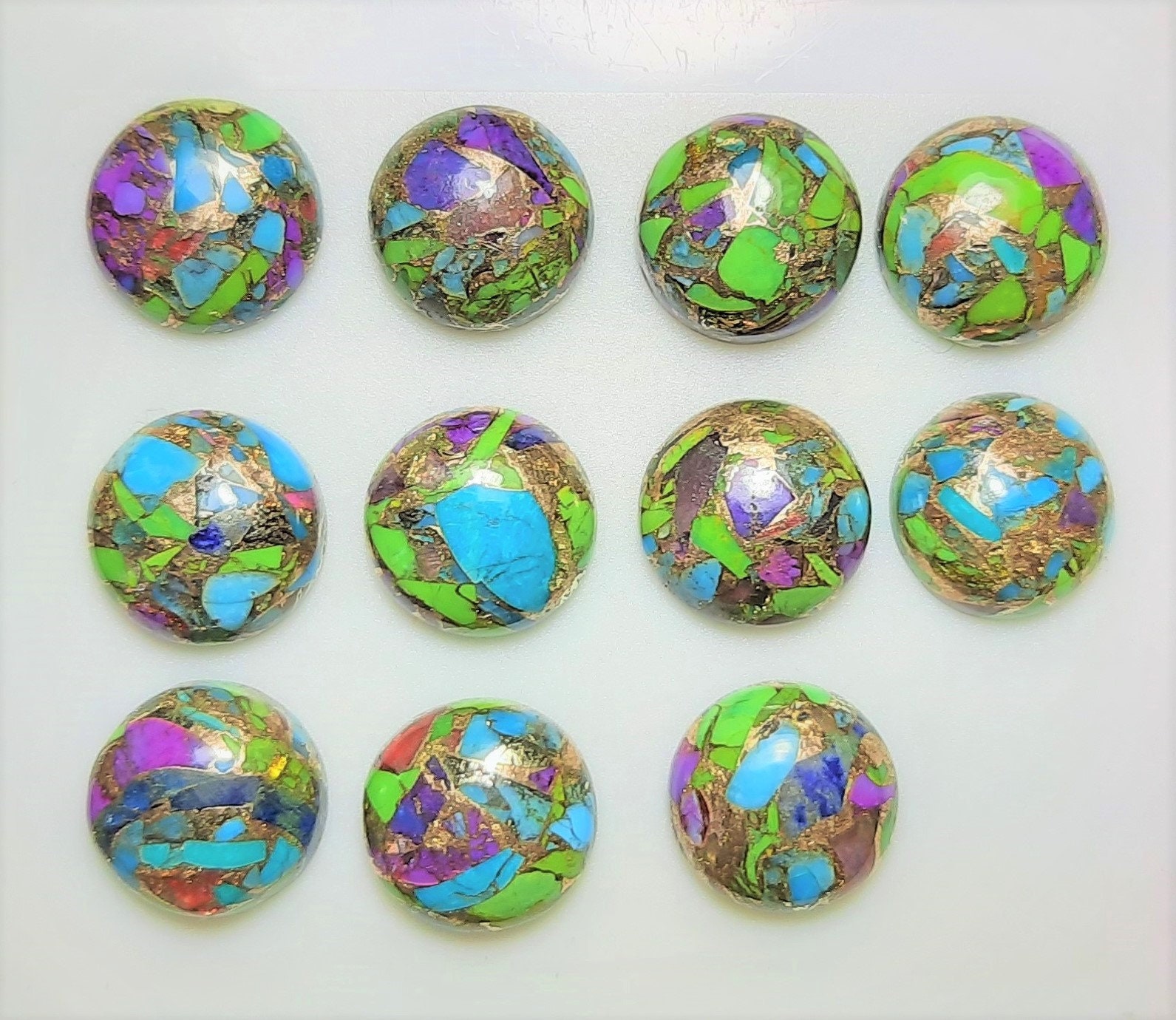 Aaa Multi Copper Mohave Turquoise Round Cabochon: Jewelry Making Stone (8x8 To 20x20 Mm) Aaa Multi Copper Mohave Turquoise Round Cabochon: Jewelry Making Stone (8x8 To 20x20 Mm)