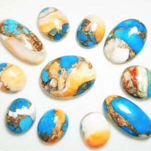 Aaa Quality Spiny Oyster Mohave Turquoise Oval Cabochon Gemstone,sizes 10x14 Mm To 20x30 Mm,copper Spiney Oyster Cab, Jewelry Making Stone.