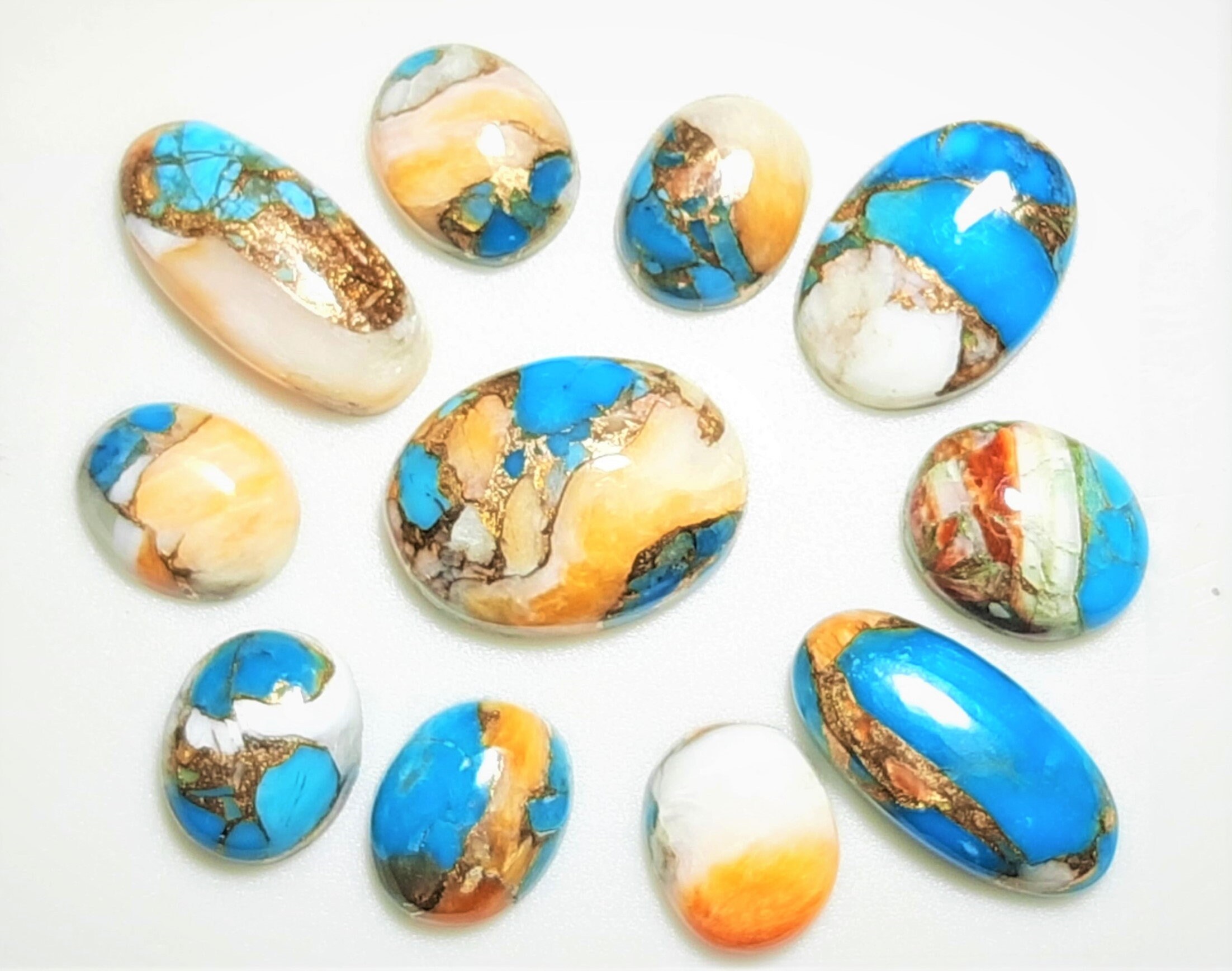 Aaa Quality Spiny Oyster Mohave Turquoise Oval Cabochon Gemstone,sizes 10x14 Mm To 20x30 Mm,copper Spiney Oyster Cab, Jewelry Making Stone. Aaa Quality Spiny Oyster Mohave Turquoise Oval Cabochon Gemstone,sizes 10x14 Mm To 20x30 Mm,copper Spiney Oyster Cab, Jewelry Making Stone.