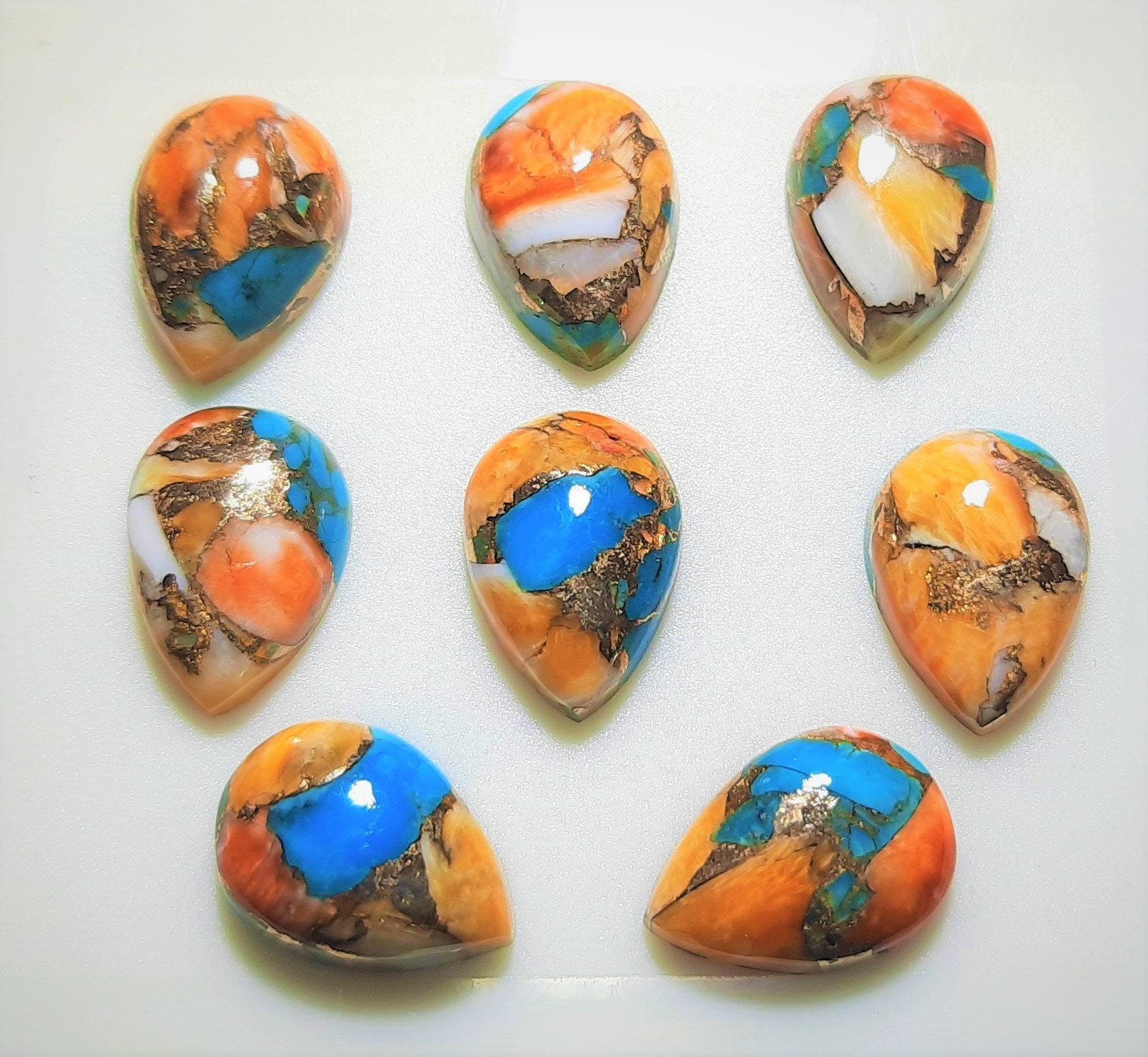 Aaa Spiny Oyster Mohave Turquoise Pear Cabochon: Jewelry Making Stone