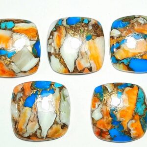 Aaa Spiny Oyster Mohave Turquoise Cushion Cabochon: Jewelry Stone Sizes 8 To 20 Mm