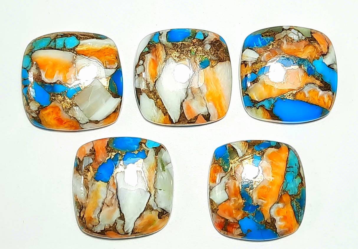 Aaa Spiny Oyster Mohave Turquoise Cushion Cabochon: Jewelry Stone Sizes 8 To 20 Mm Aaa Spiny Oyster Mohave Turquoise Cushion Cabochon: Jewelry Stone Sizes 8 To 20 Mm