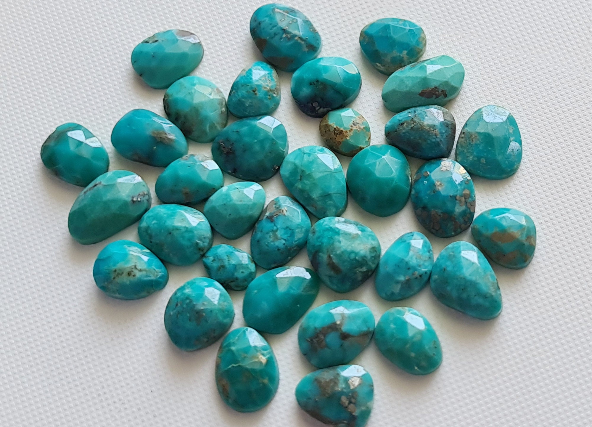 Arizona Turquoise Cabochons, Natural Faceted Free Form Shape Arizona Turquoise Flat Back Cabochons, 9-14mm, 5 Pcs Cabochons - Pksg255 Arizona Turquoise Cabochons, Natural Faceted Free Form Shape Arizona Turquoise Flat Back Cabochons, 9-14mm, 5 Pcs Cabochons - Pksg255