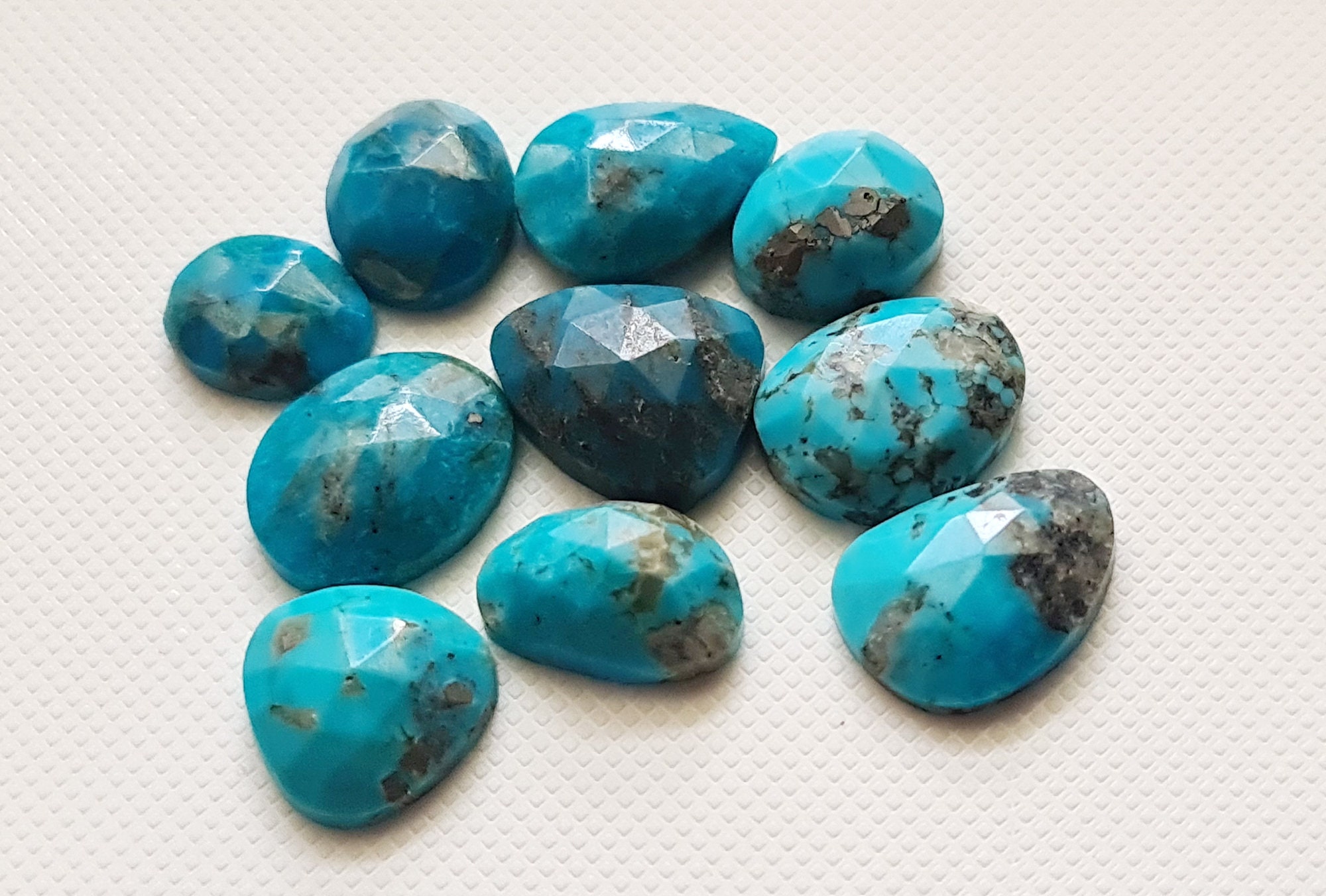 Arizona Turquoise Cabochons, Natural Faceted Free Form Shape Arizona Turquoise Flat Back Cabochons, 11-15mm, 5 Pcs - Pksg256 Arizona Turquoise Cabochons, Natural Faceted Free Form Shape Arizona Turquoise Flat Back Cabochons, 11-15mm, 5 Pcs - Pksg256