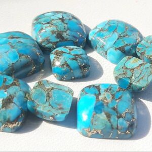 Blue Copper Mohave Turquoise Cushion Cabochon: Aaa Gemstone