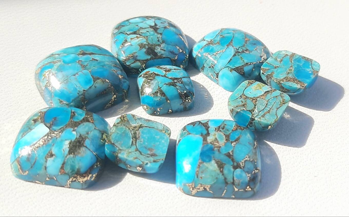 Blue Copper Mohave Turquoise Cushion Cabochon: Aaa Gemstone