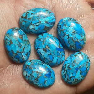 Blue Copper Mohave Turquoise Oval Cabochon: Jewelry Gem (8x10 To 18x25 Mm)