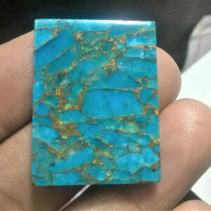 Blue Copper Mohave Turquoise Baguette Cabochon: Flat Gemstone (15x20/18x25/20x30)