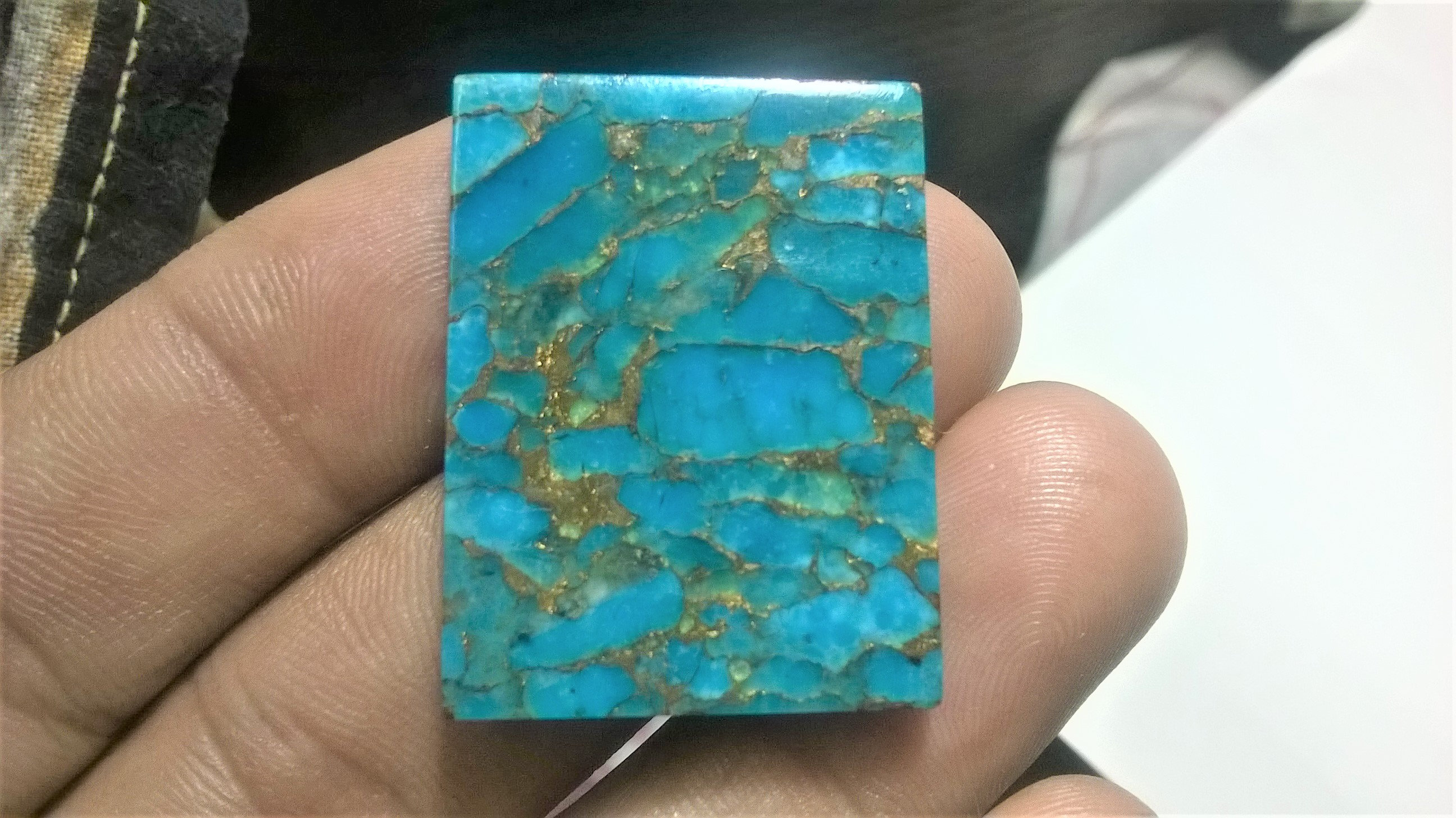 Blue Copper Mohave Turquoise Baguette Cabochon: Flat Gemstone (15x20/18x25/20x30) Blue Copper Mohave Turquoise Baguette Cabochon: Flat Gemstone (15x20/18x25/20x30)