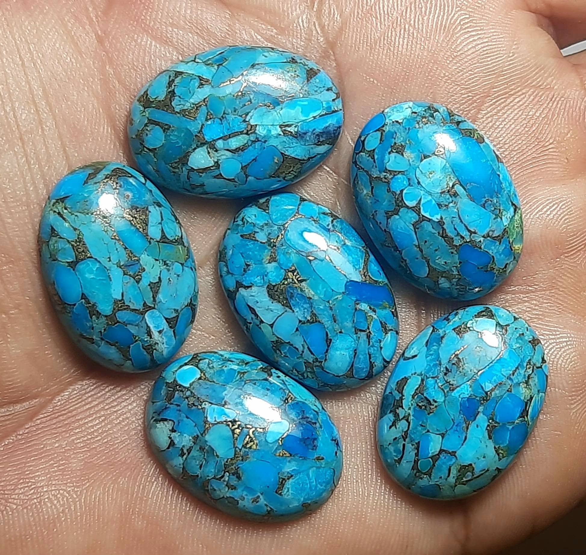Blue Copper Mohave Turquoise Oval Cabochon: Jewelry Gem (8x10 To 18x25 Mm)