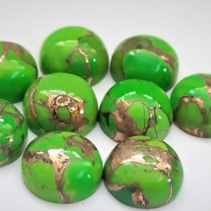 Green Copper Mohave Turquoise Cabochon: Round Gemstone (8x8 To 20x20 Mm)
