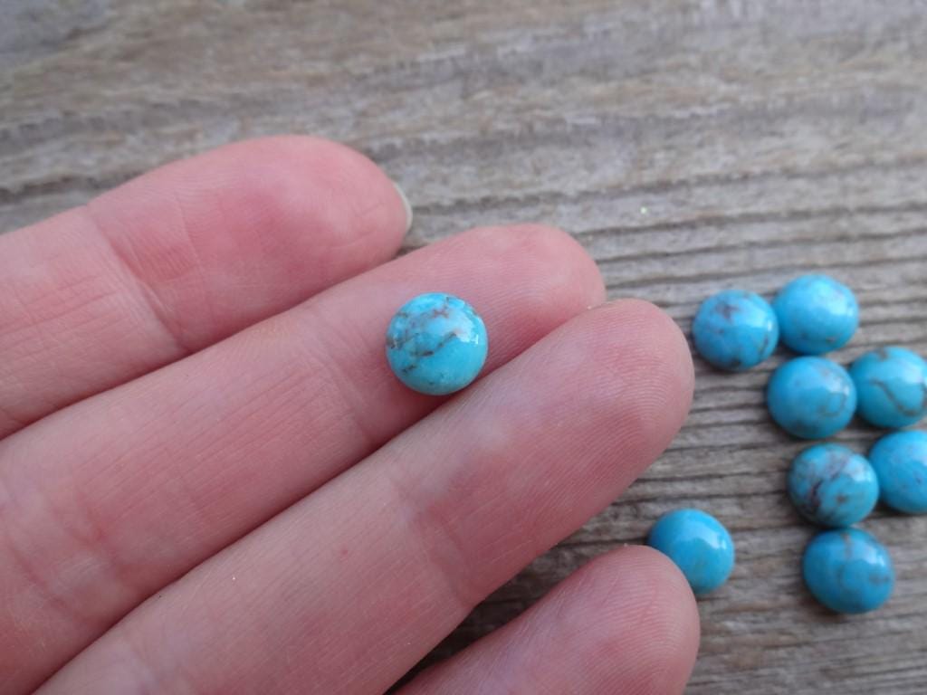 Natural Turquoise Cabochon 8x5mm, Round Turquoise Small Cabochon For Ring Earrings, Ring Size Cabochon