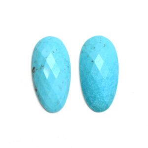 Natural Turquoise Oval Rose Cut Loose Cabochon Gemstone,  20x40 mm, Turquoise Oval Jewelry Making Gemstone, Pair ( 2 Pieces )