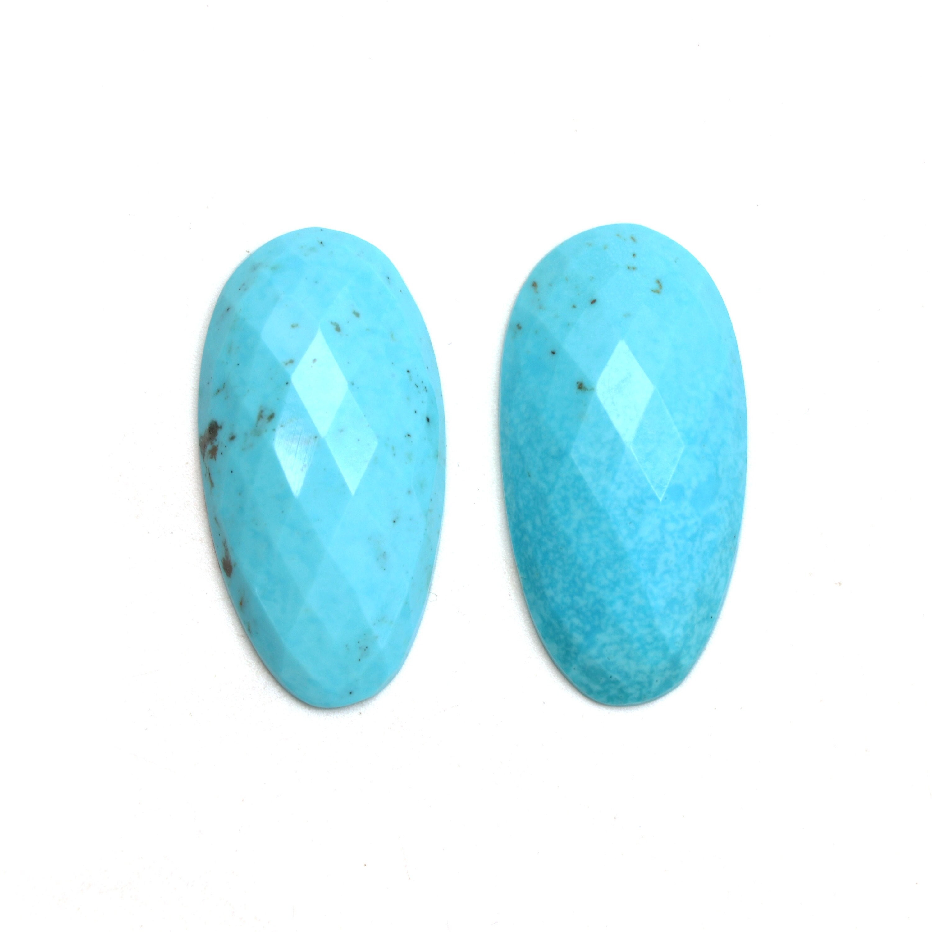 Natural Turquoise Oval Rose Cut Loose Cabochon Gemstone, 20x40 Mm, Turquoise Oval Jewelry Making Gemstone, Pair ( 2 Pieces )
