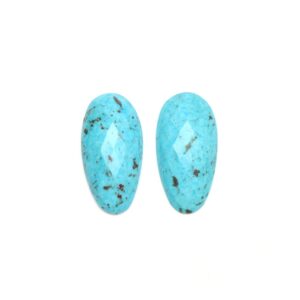 Natural Turquoise Oval Rose Cut Loose Cabochon Gemstone,  20x40 mm, Turquoise Oval Jewelry Making Gemstone, Pair ( 2 Pieces )