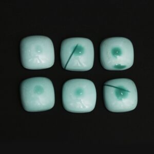Natural Turquoise Smooth Cushion Cabochon Loose Gemstone, 14x14 mm, Turquoise Handmade Jewelry Gift For Her, Set of 6 Pieces