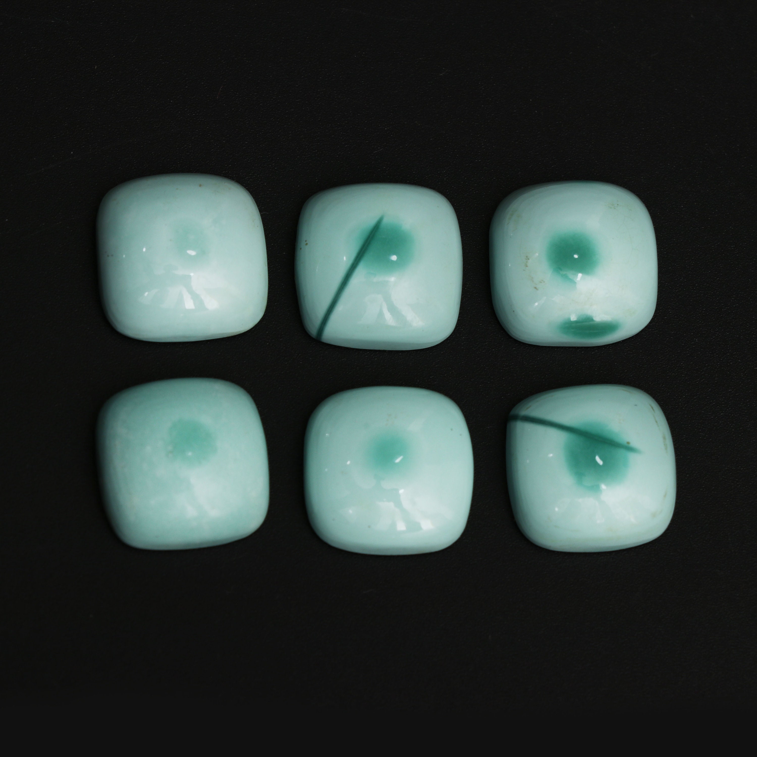 Natural Turquoise Smooth Cushion Cabochon Loose Gemstone, 14x14 Mm, Turquoise Handmade Jewelry Gift For Her, Set Of 6 Pieces
