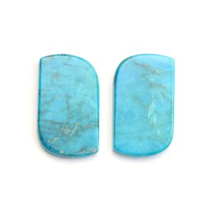 Natural Turquoise Smooth Fancy Shape Cabochon Gemstone,  28x48 mm, Turquoise Fancy Jewelry Making Gemstone, Pair ( 2 Pieces )