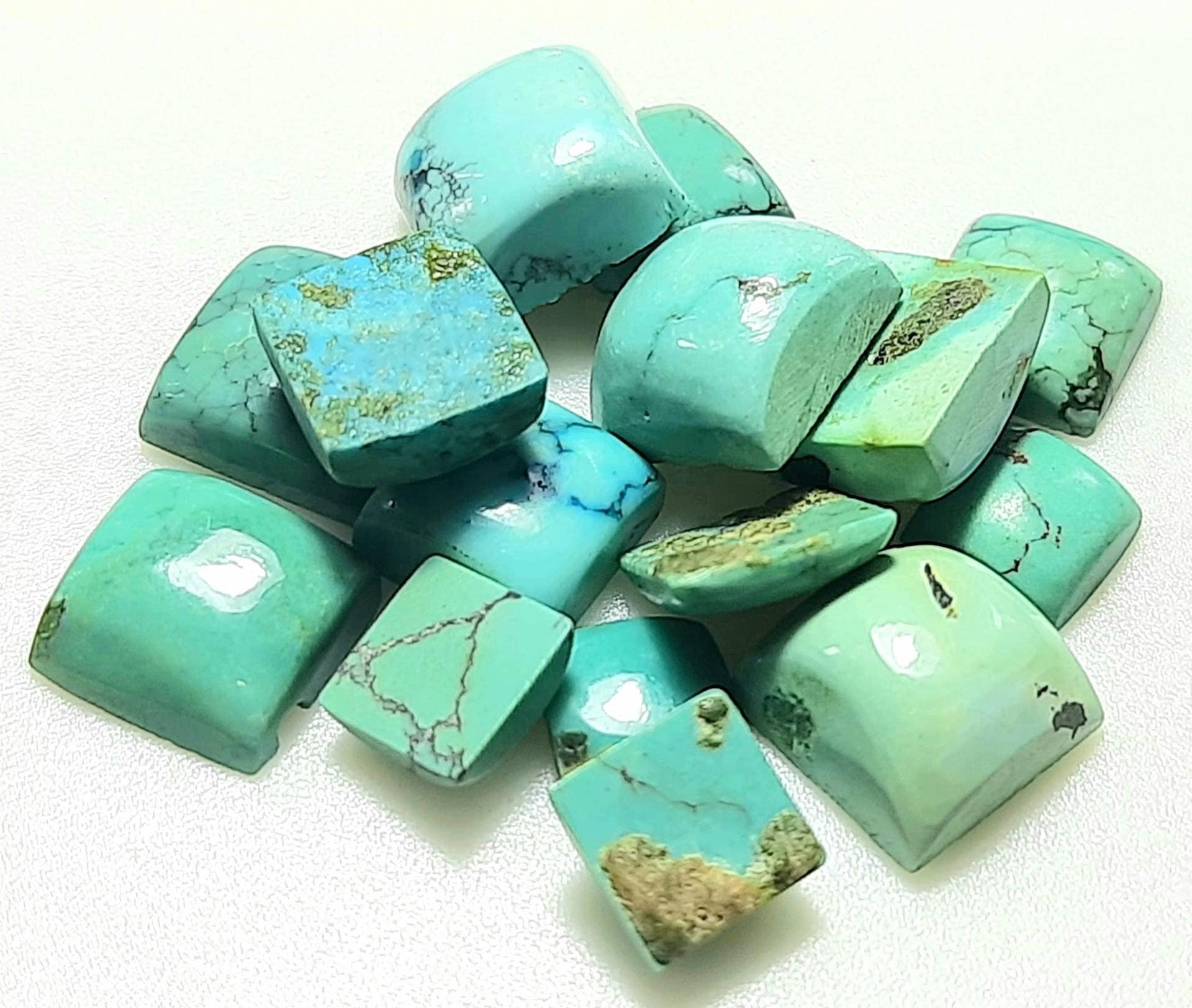 Natural Tibetan Turquoise Square Cabochon: Jewelry Making Gemstone (6x6 To 15x15 Mm)