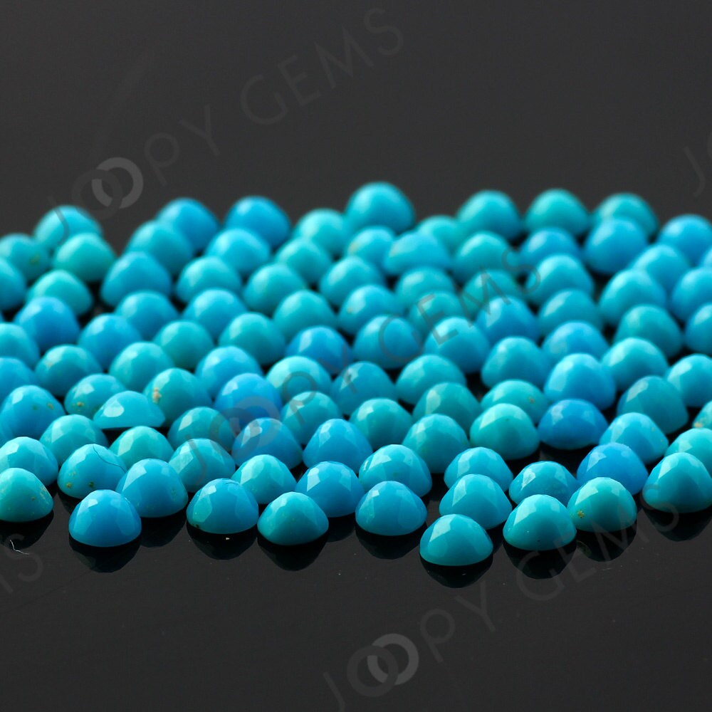 Turquoise Rose Cut Cabochon 3mm Round - Per Stone
