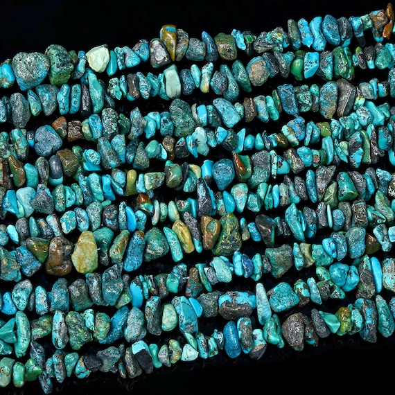 Natural Rough Blue Turquoise Gemstone Pebble Nugget Chip 4-6mm 5-7mm 6-8mm Loose Beads Bulk Lot 1,2,6,12 And 50 (d429)