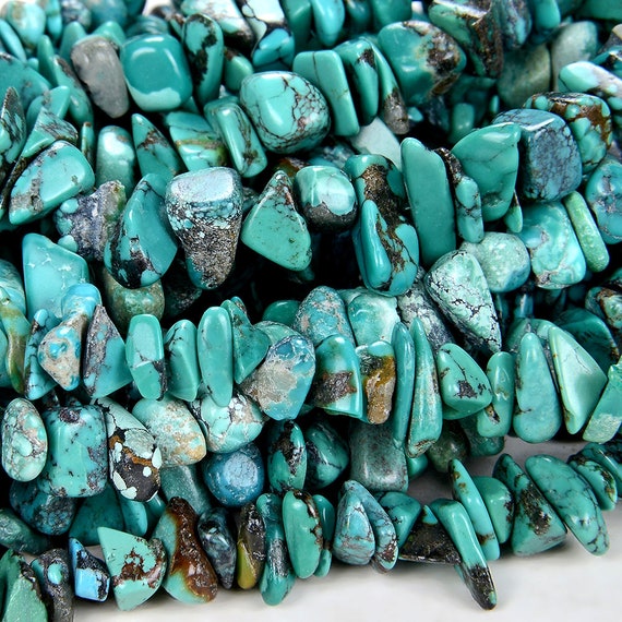 Natural Genuine Turquoise Blue Gemstone Pebble Nugget Chip 6-9mm Beads (d86) Natural Genuine Turquoise Blue Gemstone Pebble Nugget Chip 6-9mm Beads (d86)