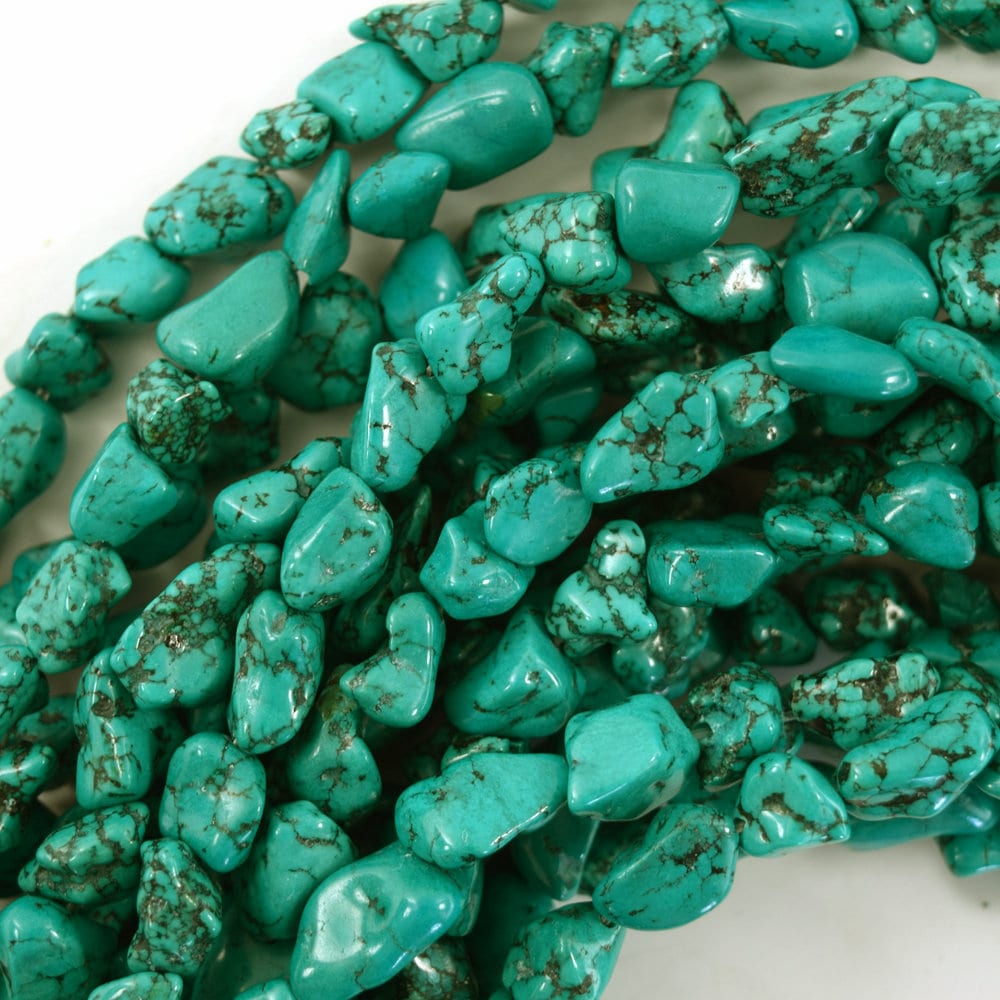 10mm - 12mm Green Turquoise Pebble Nugget Beads 15.5" Strand 10mm - 12mm Green Turquoise Pebble Nugget Beads 15.5" Strand
