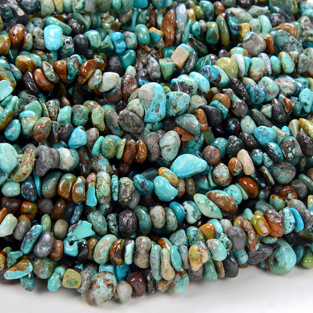 6-8mm Natural Turquoise Gemstone Pebble Nugget Chip Loose Beads (d186) 6-8mm Natural Turquoise Gemstone Pebble Nugget Chip Loose Beads (d186)