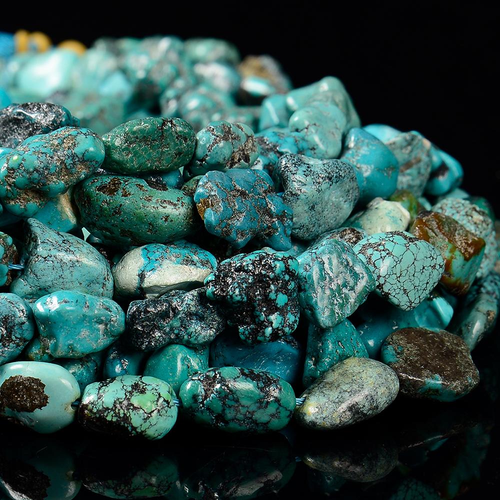 Natural Blue Turquoise Gemstone Pebble Nugget Chip 10-14mm Loose Beads (d611) Natural Blue Turquoise Gemstone Pebble Nugget Chip 10-14mm Loose Beads (d611)
