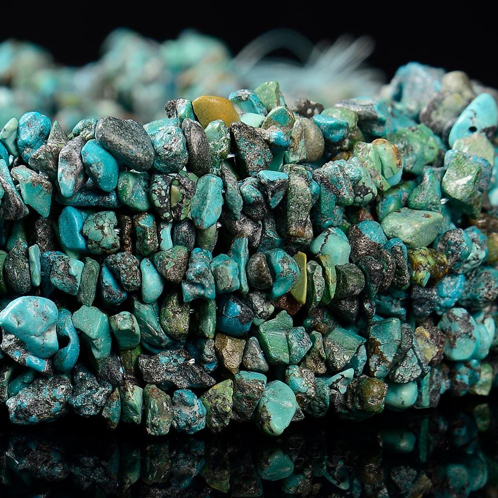 Natural Blue Green Turquoise Gemstone Pebble Nugget Chip 5-7mm 8-11mm Loose Beads (d615) Natural Blue Green Turquoise Gemstone Pebble Nugget Chip 5-7mm 8-11mm Loose Beads (d615)
