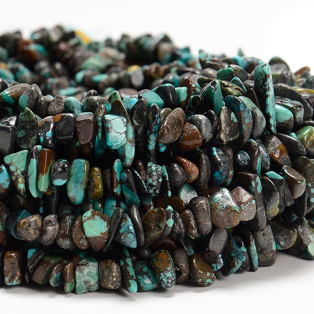 Natural Blue Green Turquoise Gemstone Pebble Nugget Chip 7-10mm Loose Beads (d609)