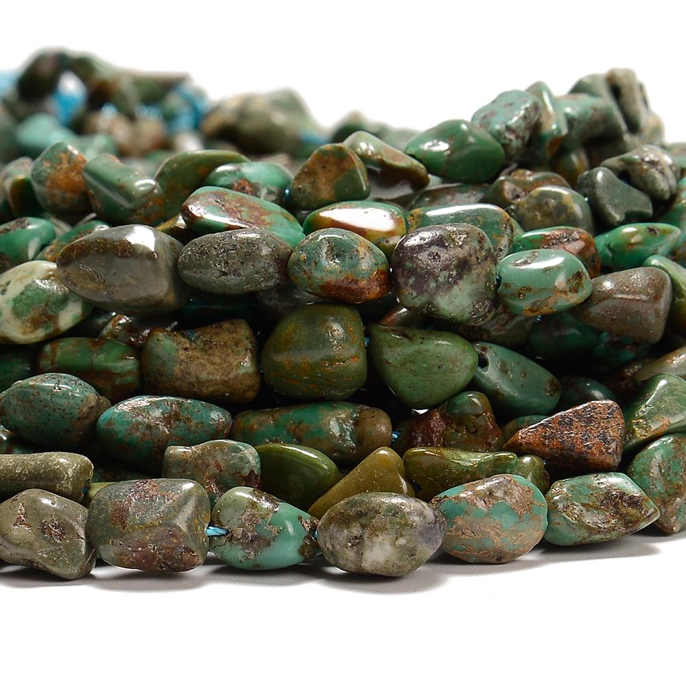 Natural Green Turquoise Gemstone Pebble Nugget Chip 6-9mm 9-12mm 13-21mm Loose Beads (d610)