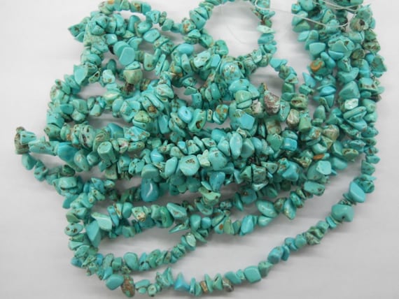 Turquoise Chip Stone, Small Size, 5-8mm Nugget Stone, 32 Inch Long