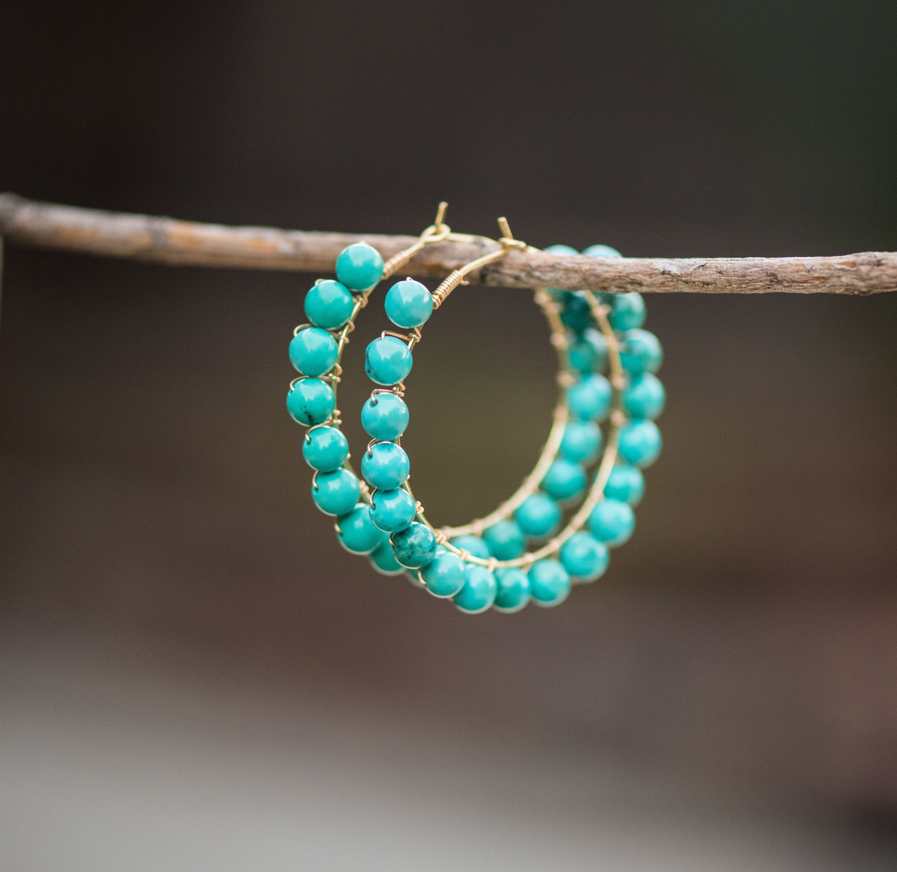 Beaded Hoop Earrings, Boho Hoop Earrings, Turquoise Bead Earrings, Blue Bead Earrings, Teal Earrings, Turquoise Hoop Earrings, Beach Jewelry, Boho