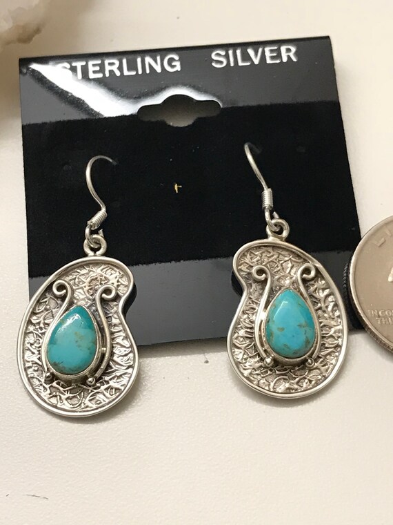Blue Turquoise Paisley Earrings
