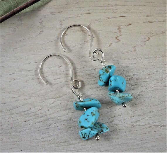 Turquoise Earrings/boho Turquoise Dangle Earrings/small Turquoise Drop Earrings/december Birthstone Jewelry