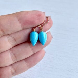 Turquoise Earrings, December Birthstone, Minimalist Smooth Turquoise Earrings in Gold or Silver, Aqua Blue Jewelry, Holiday Gift for women
