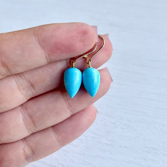 Turquoise Earrings, December Birthstone, Minimalist Smooth Turquoise Earrings In Gold Or Silver, Aqua Blue Jewelry, Holiday Gift For Women Turquoise Earrings, December Birthstone, Minimalist Smooth Turquoise Earrings In Gold Or Silver, Aqua Blue Jewelry, Holiday Gift For Women