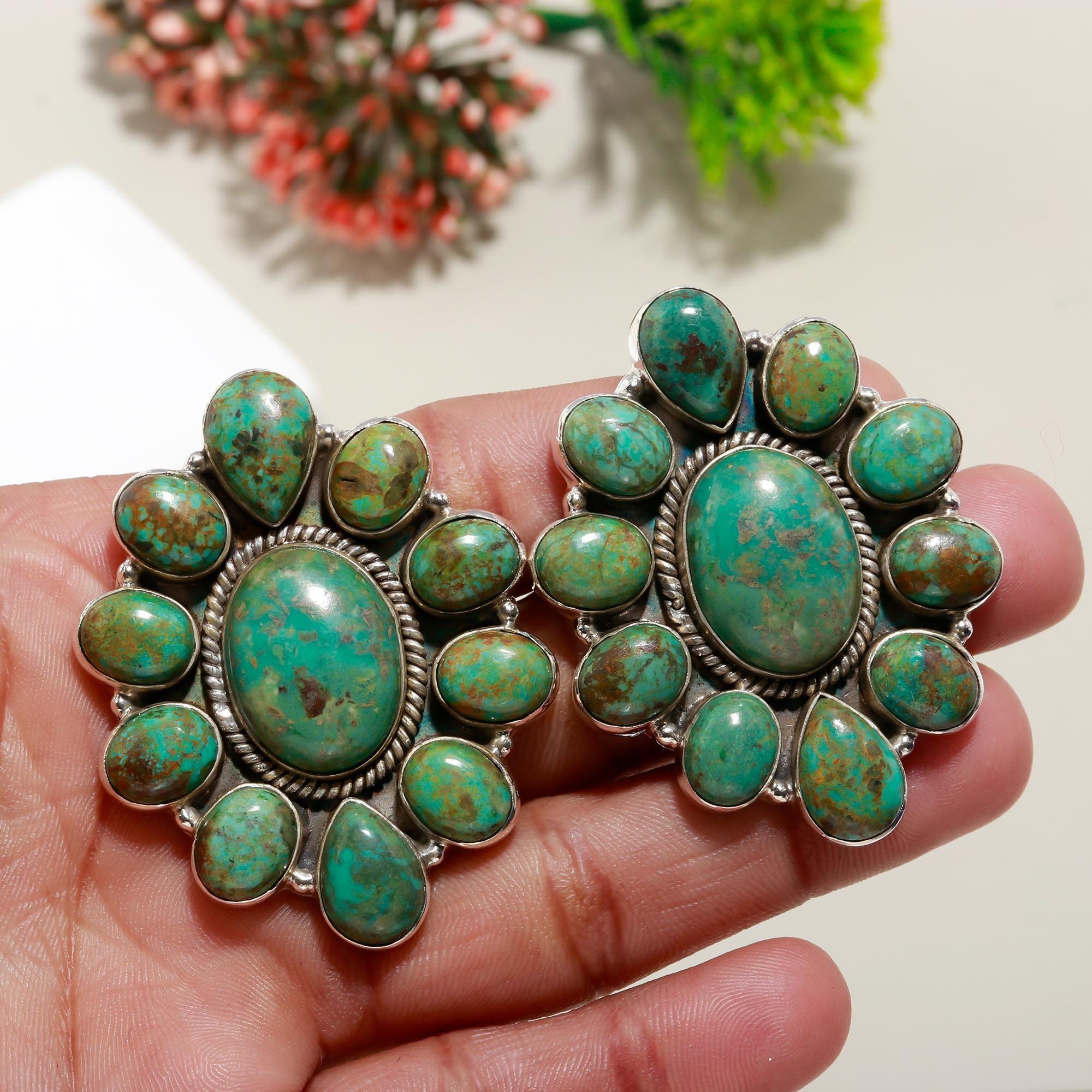 Handmade Turquoise Sterling Silver Earrings: Dainty Gemstone Jewelry
