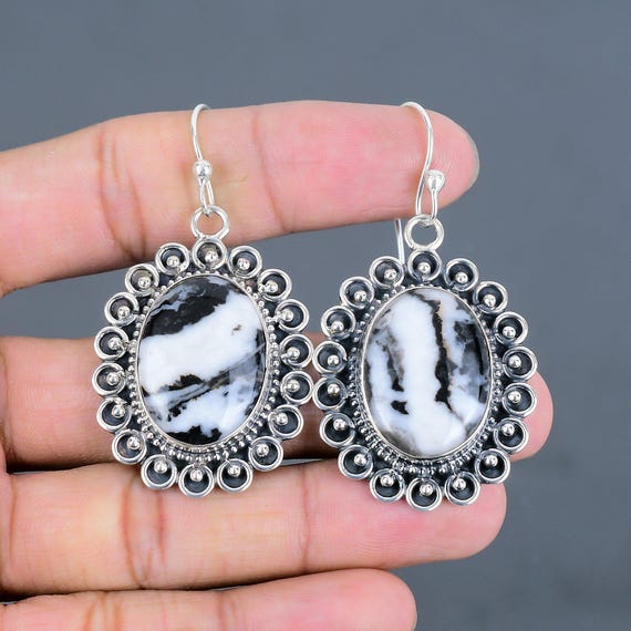Handmade White Buffalo Turquoise Earrings: 925 Sterling Silver Gemstone Jewelry