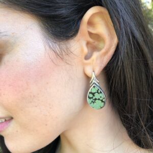 Turquoise Earrings, Natural Turquoise, Leaf Vintage Earrings, Green Boho Earrings, December Birthstone, Statement Earrings, Silver Earrings Turquoise Earrings, Natural Turquoise, Leaf Vintage Earrings, Green Boho Earrings, December Birthstone, Statement Earrings, Silver Earrings