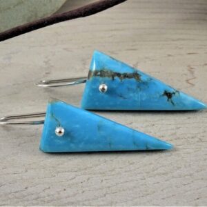 Natural Turquoise Earrings | Triangle Boho Earrings | Zoom Earrings | Mothers Day Gift for Her