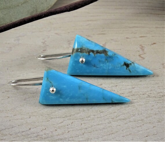 Natural Turquoise Earrings | Triangle Boho Earrings | Zoom Earrings | Mothers Day Gift For Her