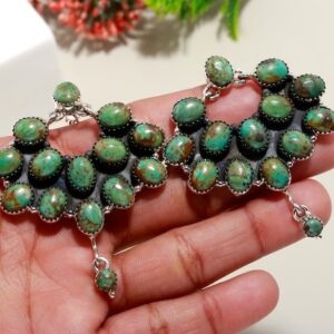 Rare Green Turquoise Earrings: Sterling Silver Gemstone Studs