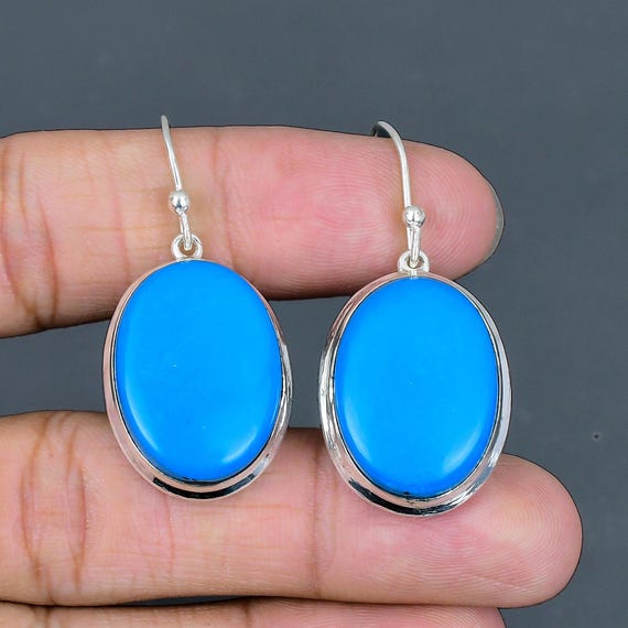 Sleeping Beauty Turquoise Earrings: Sterling Silver Dangle Gemstone Jewelry