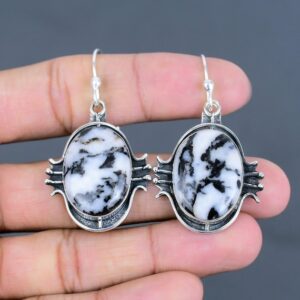 White Buffalo Turquoise Earrings: 925 Sterling Silver Handmade Jewelry