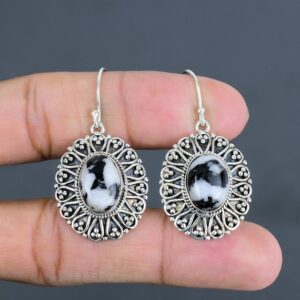 White Buffalo Turquoise Earrings: Handmade 925 Sterling Silver Gemstone Jewelry