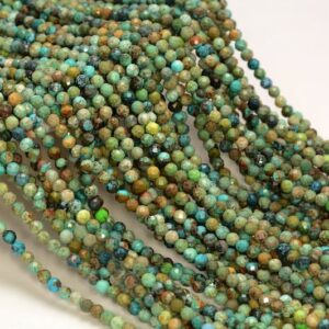 2.5mm Genuine Turquoise Gemstone Grade A Micro Faceted Round Beads 15 Inch Full Strand Bulk Lot 1,2,6,12 And 50(80006519-a204)
